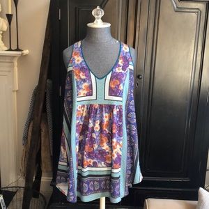 Anthropologie floral flowy tank